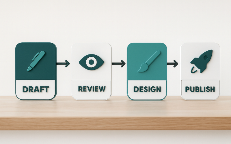Content workflow stages for businesses in India