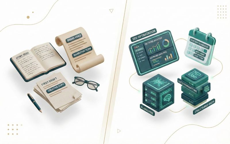 AI tools supporting human writers for efficient content creation