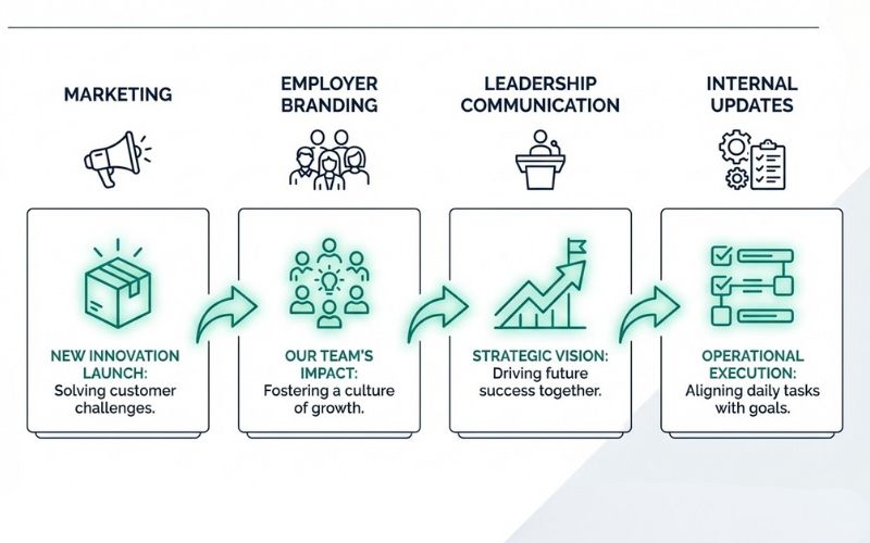 Brand using stories across HR, marketing, and leadership content